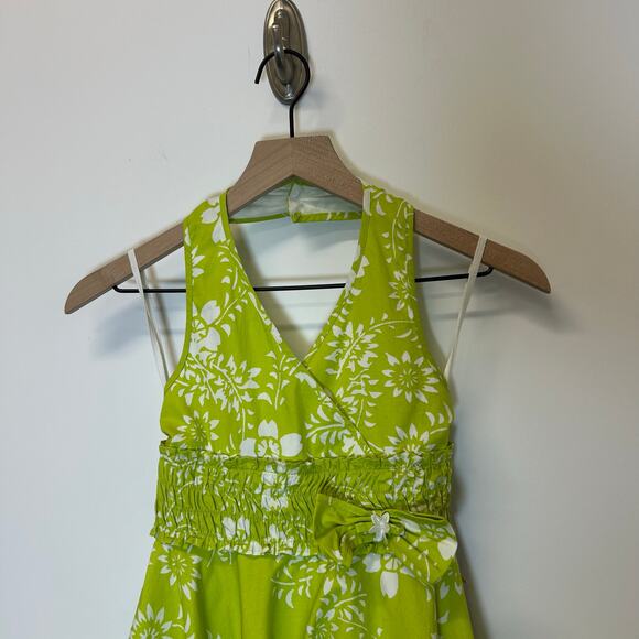 Vintage Jayne Copeland Green Floral Halter Dress Girls 8 NWT Cottagecore - Picture 4 of 7